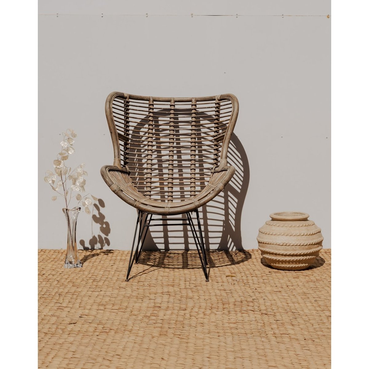 Fauteuil en osier Ernest N°871 - Bon état gris, DEBONGOUT