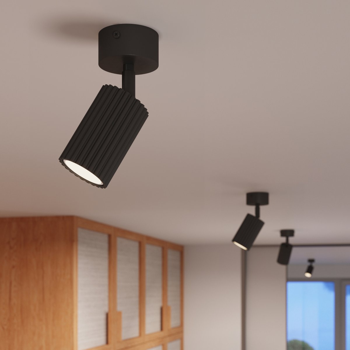 Plafonnier Aluminium Noir GU10 1 KARBON noir, EDEN