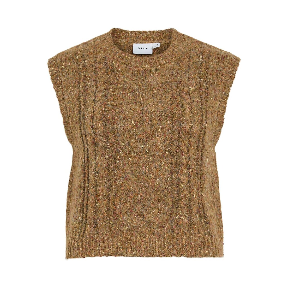 Pull sans manches col rond camel, VILA