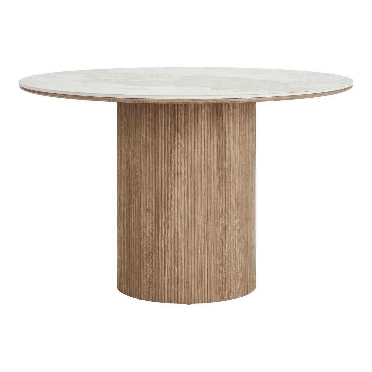 Table à manger ronde en céramique effet marbre Ø120 cm PRATO blanc, PIER IMPORT