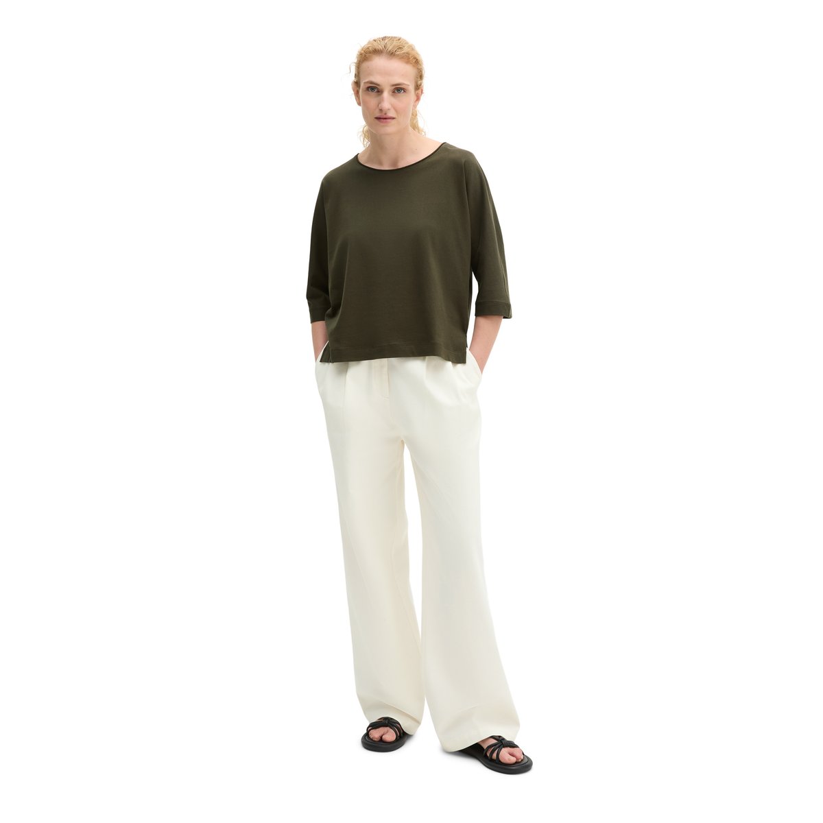 T-shirt oversize en jersey finement tricoté marron foncé, MARC O'POLO