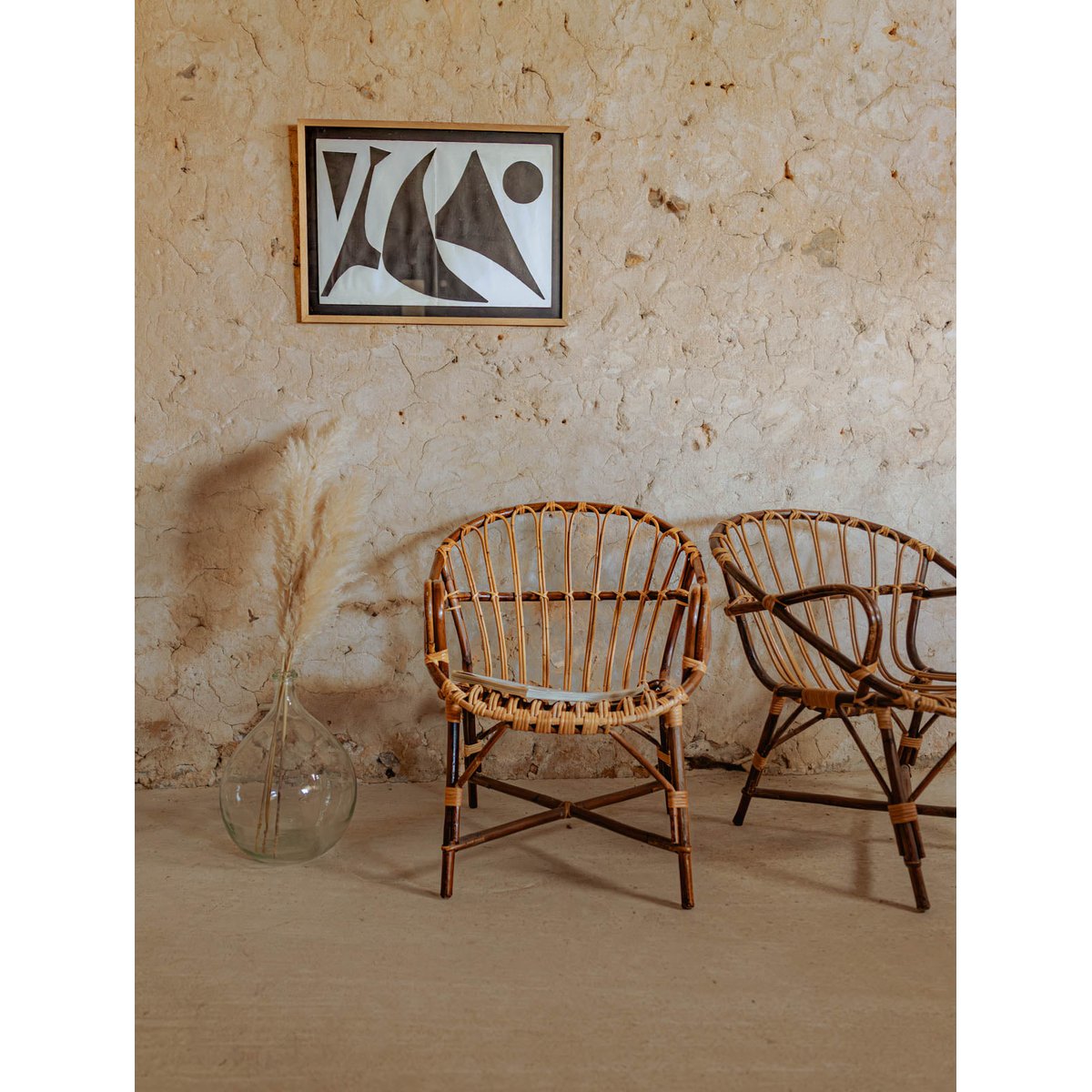Fauteuil en rotin foncé Ernest N°861 - Bon état bois foncé, DEBONGOUT