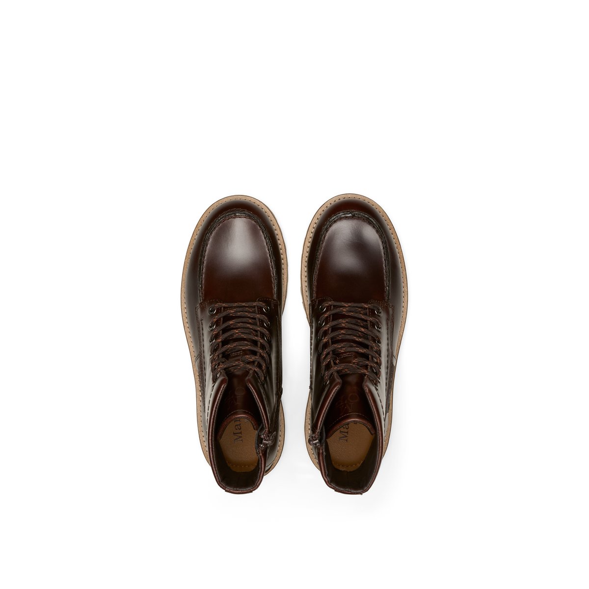 Bottes à lacets, modèle Jack avec fermeture éclair intérieure marron foncé, MARC O'POLO