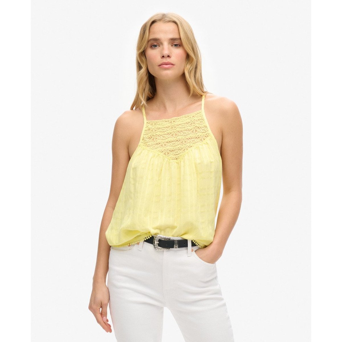 Caraco en dentelle Beach jaune pâle, SUPERDRY