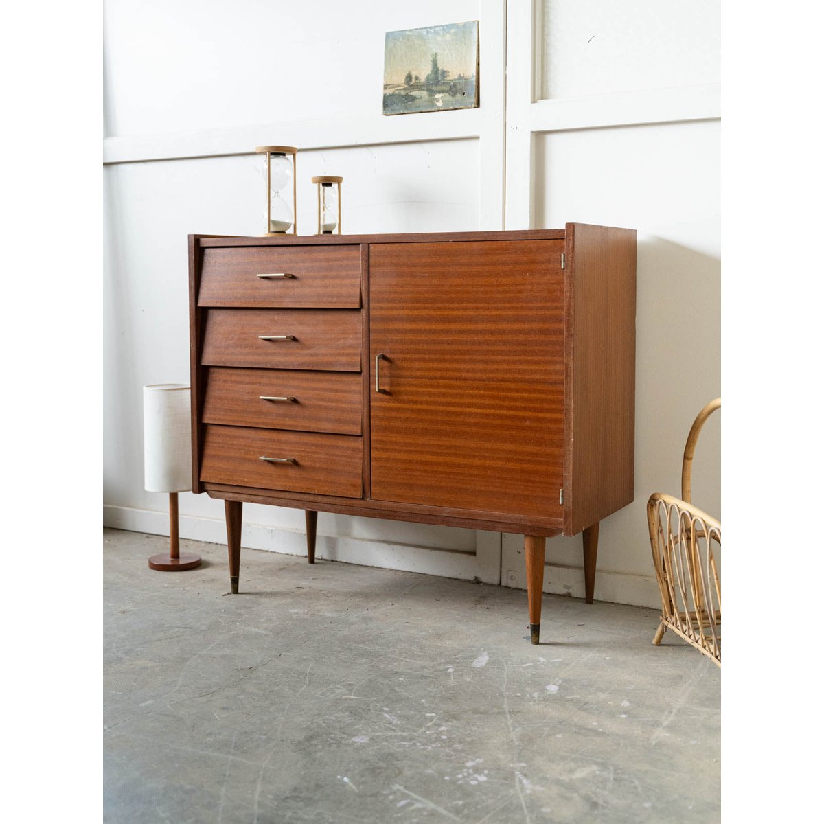 Commode années 60 Olga N°1102 - Bon état bois foncé, DEBONGOUT