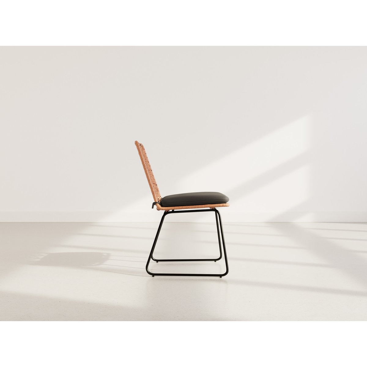 Lot de 4 chaises effet rotin, FORENZA noir / bois, BEST MOBILIER