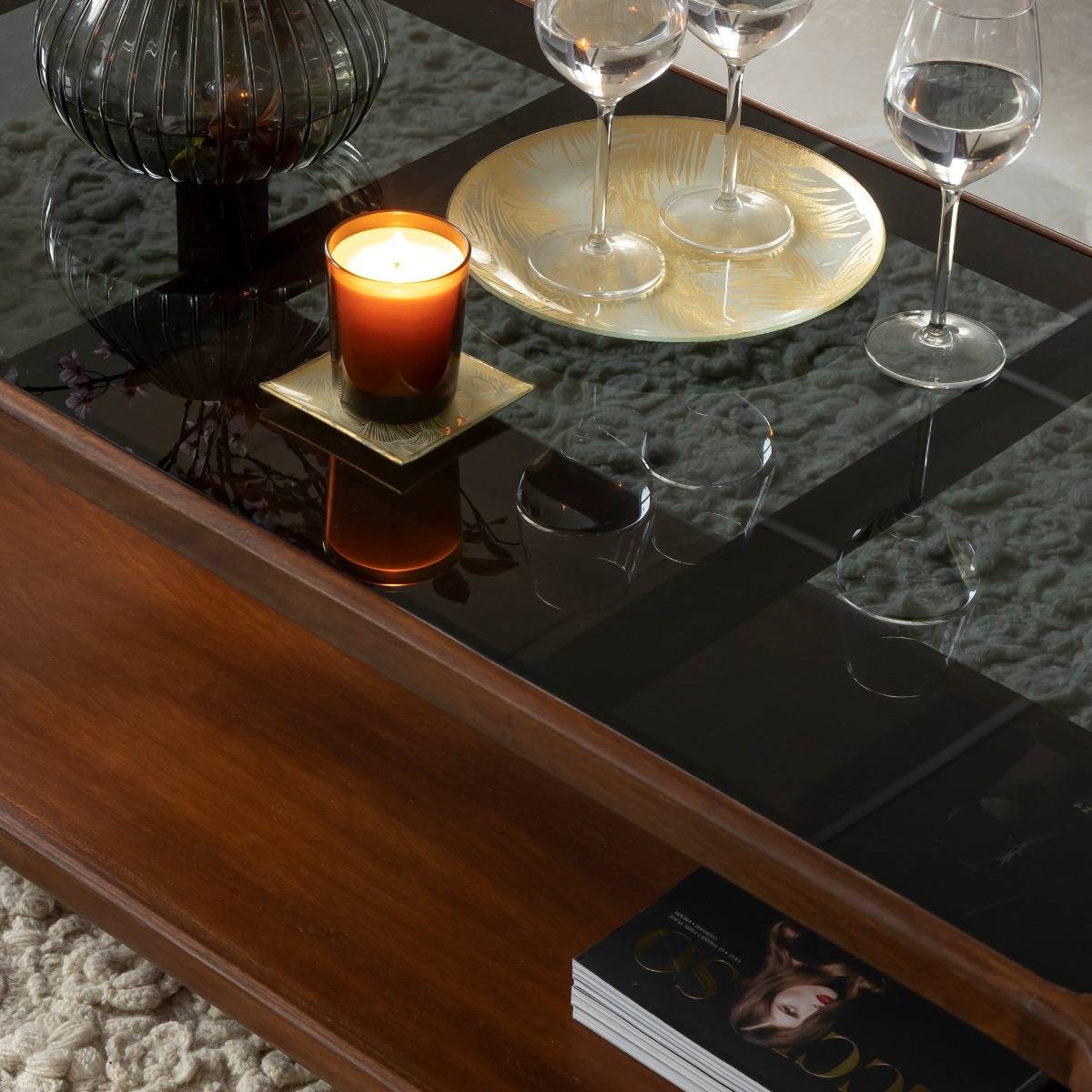 Table basse en bois de manguier ONANE bois foncé, MADE IN MEUBLES 
