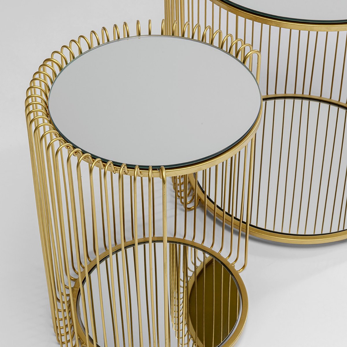 Lot de 2 tables d'appoint double plateau, WIRE or, KARE DESIGN