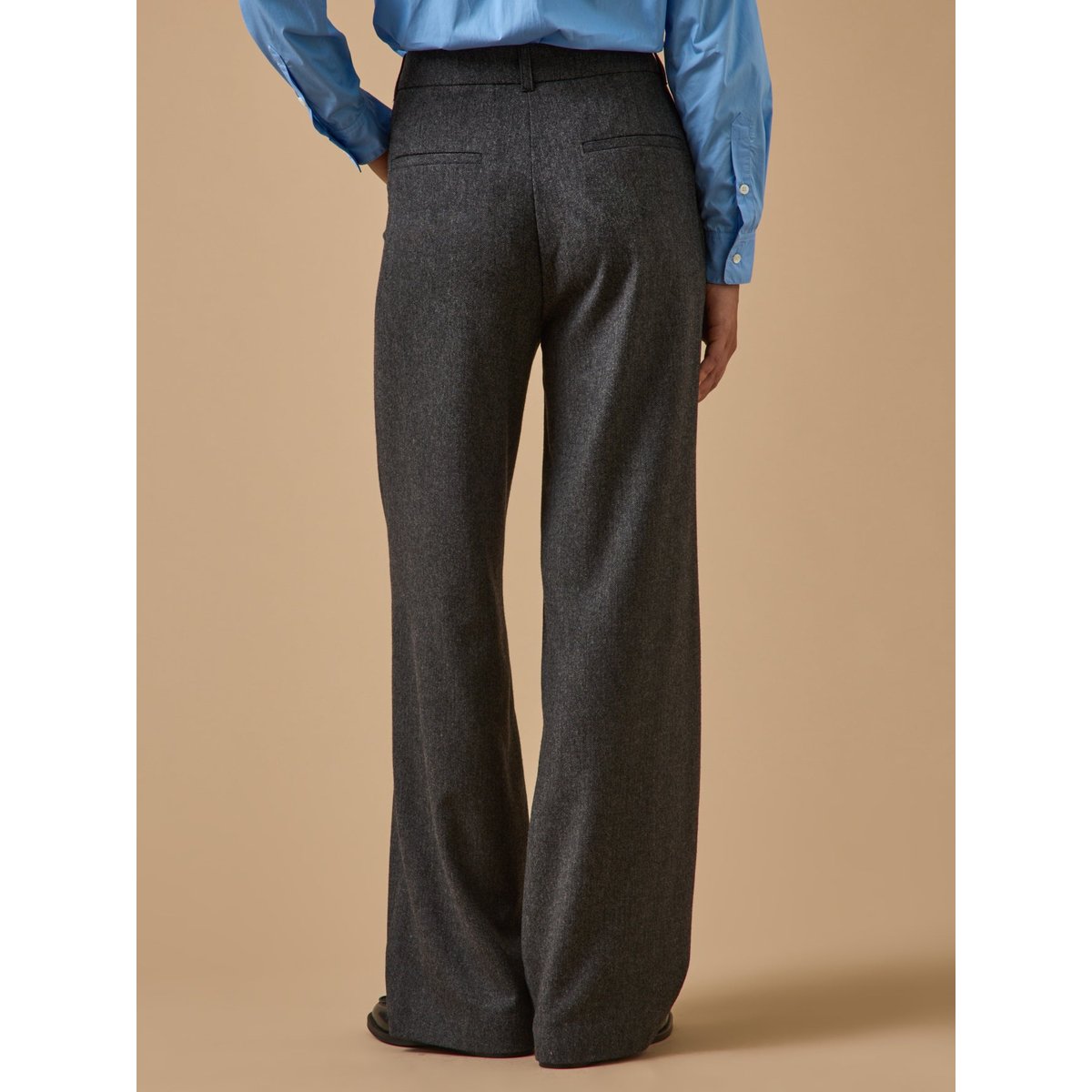 Pantalon flanelle chevron AGLAÉ gris fonce, CYRILLUS
