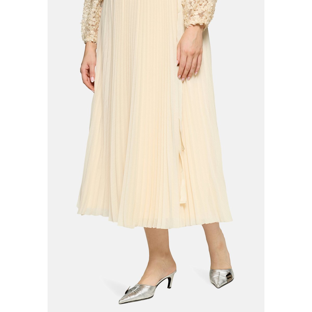 Jupe en tulle à plis champagne sorbet, VERA MONT