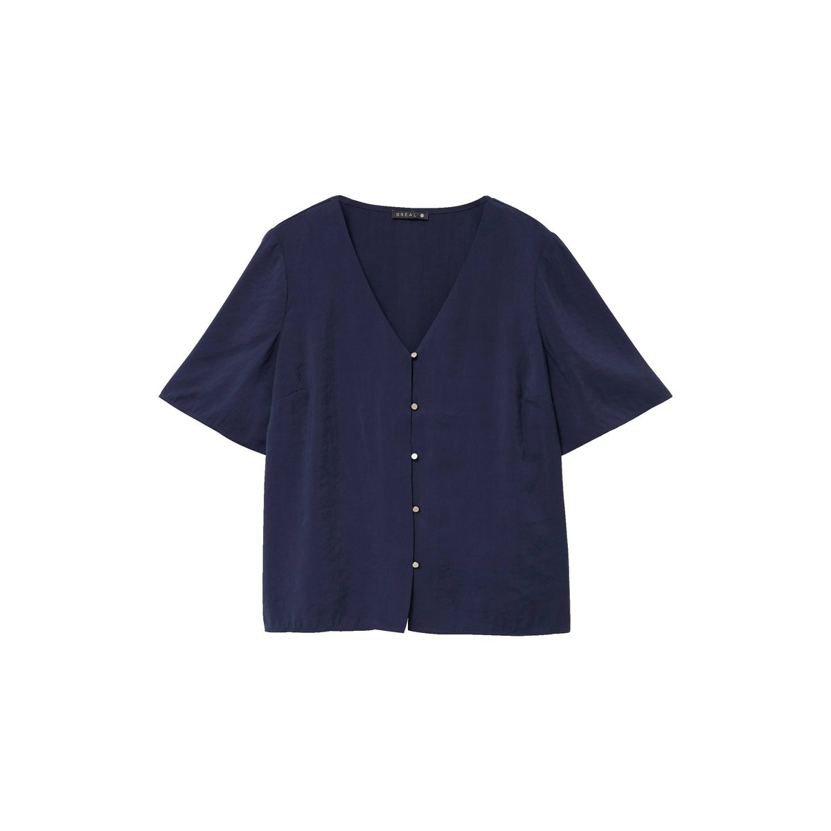 Blouse ample col v manches courtes bleu marine, BREAL