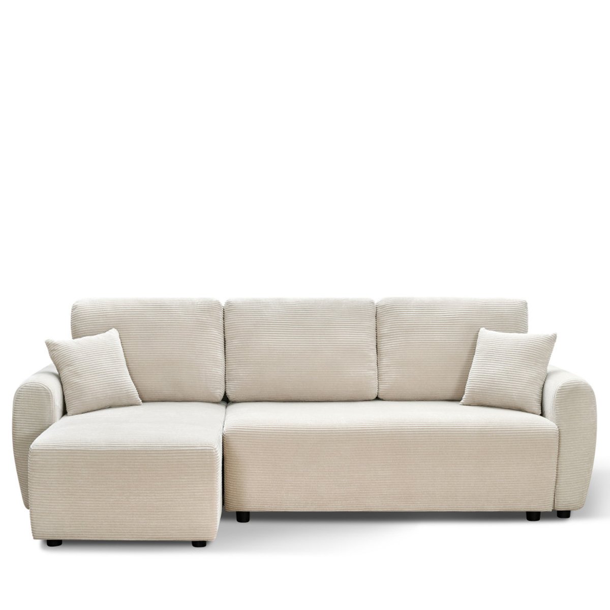 Canapé d'angle convertible réversible 4 places en velours côtelé- JUL beige, DRAWER