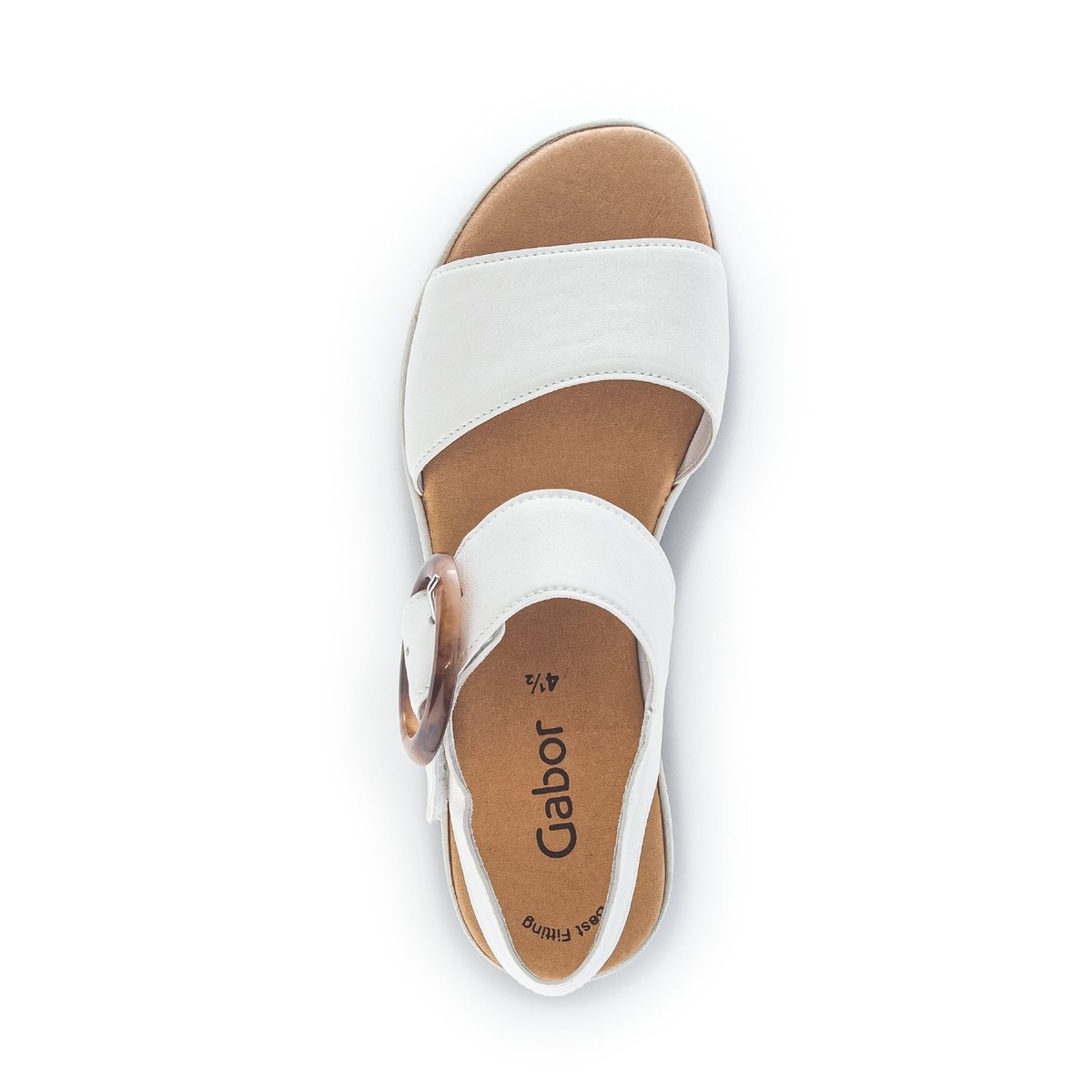 Sandales en cuir à talon compensé ecru, GABOR