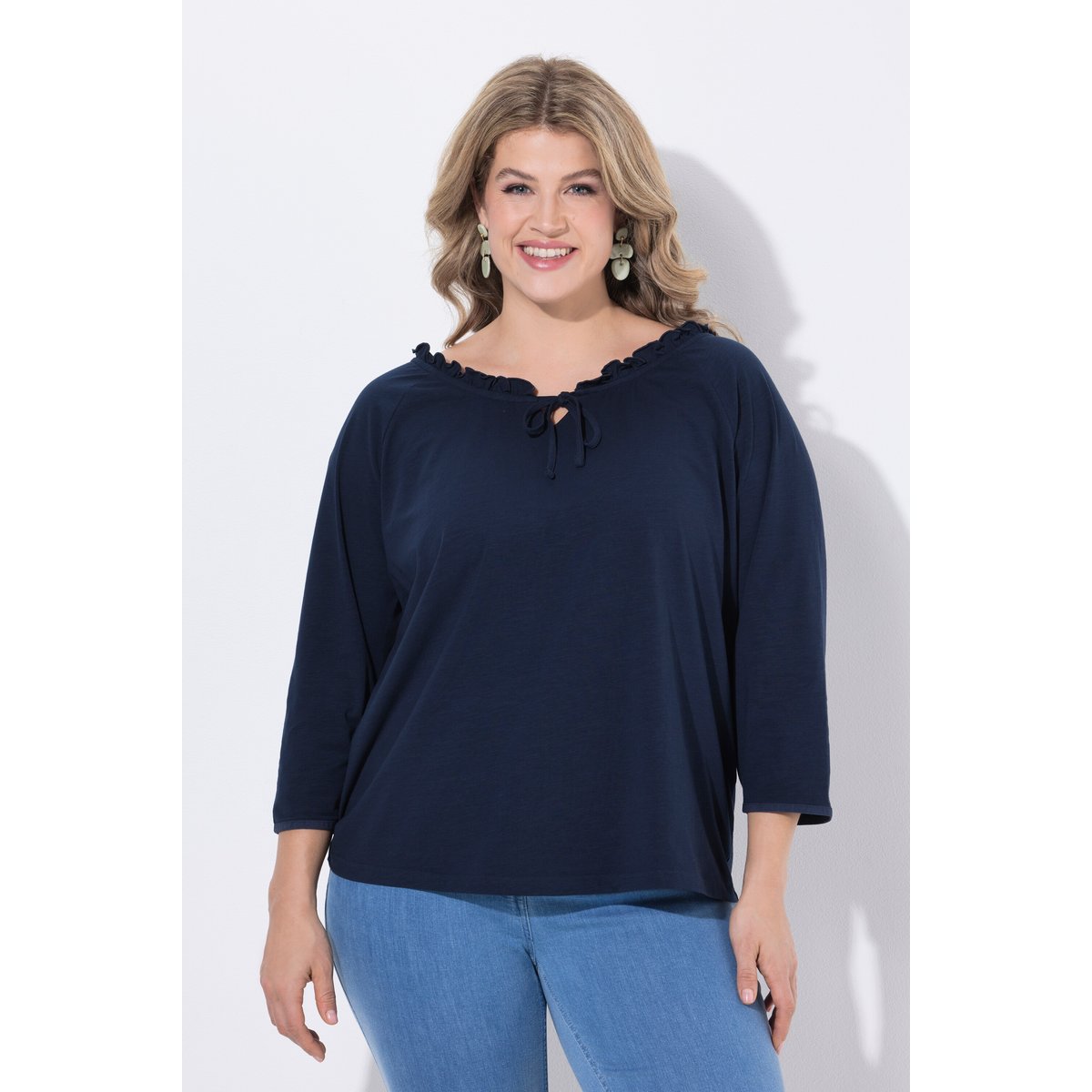 T-shirt en coton bio marine, ULLA POPKEN
