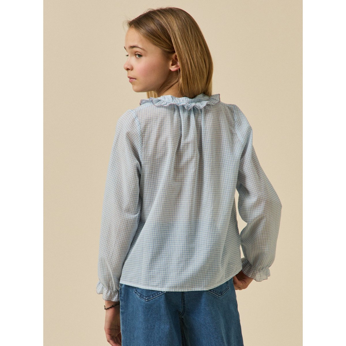 Blouse à carreaux carreaux bleu, CYRILLUS