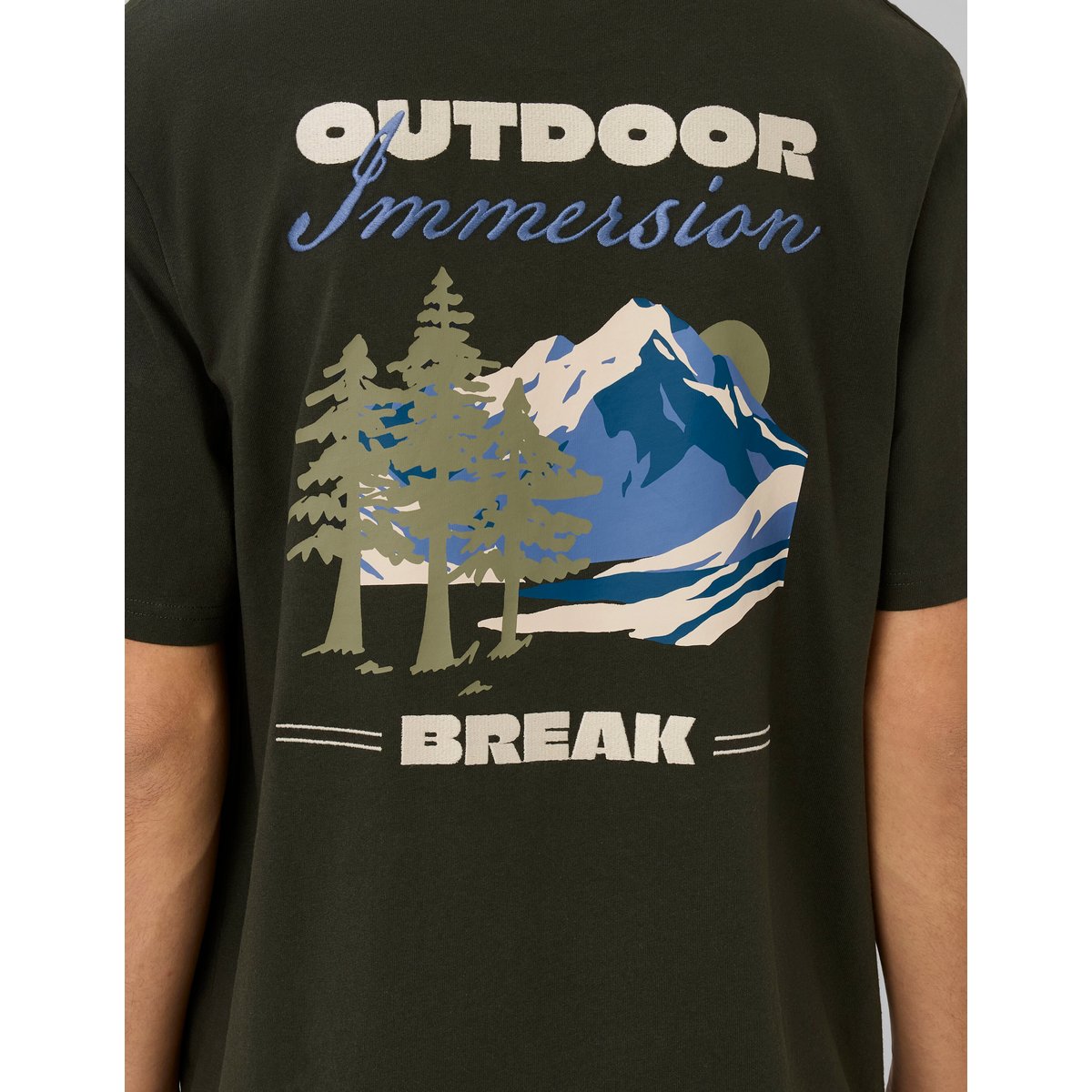 T-shirt imprimé et brodé kaki, BZB