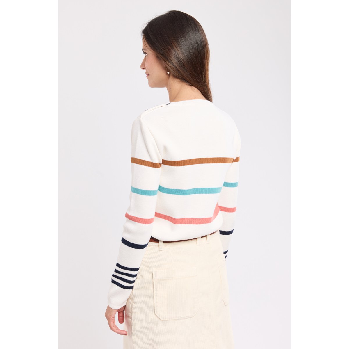 Pull marin rayé en Laine DEAUVILLE nat/seal/mut/cend/cara, ARMOR-LUX