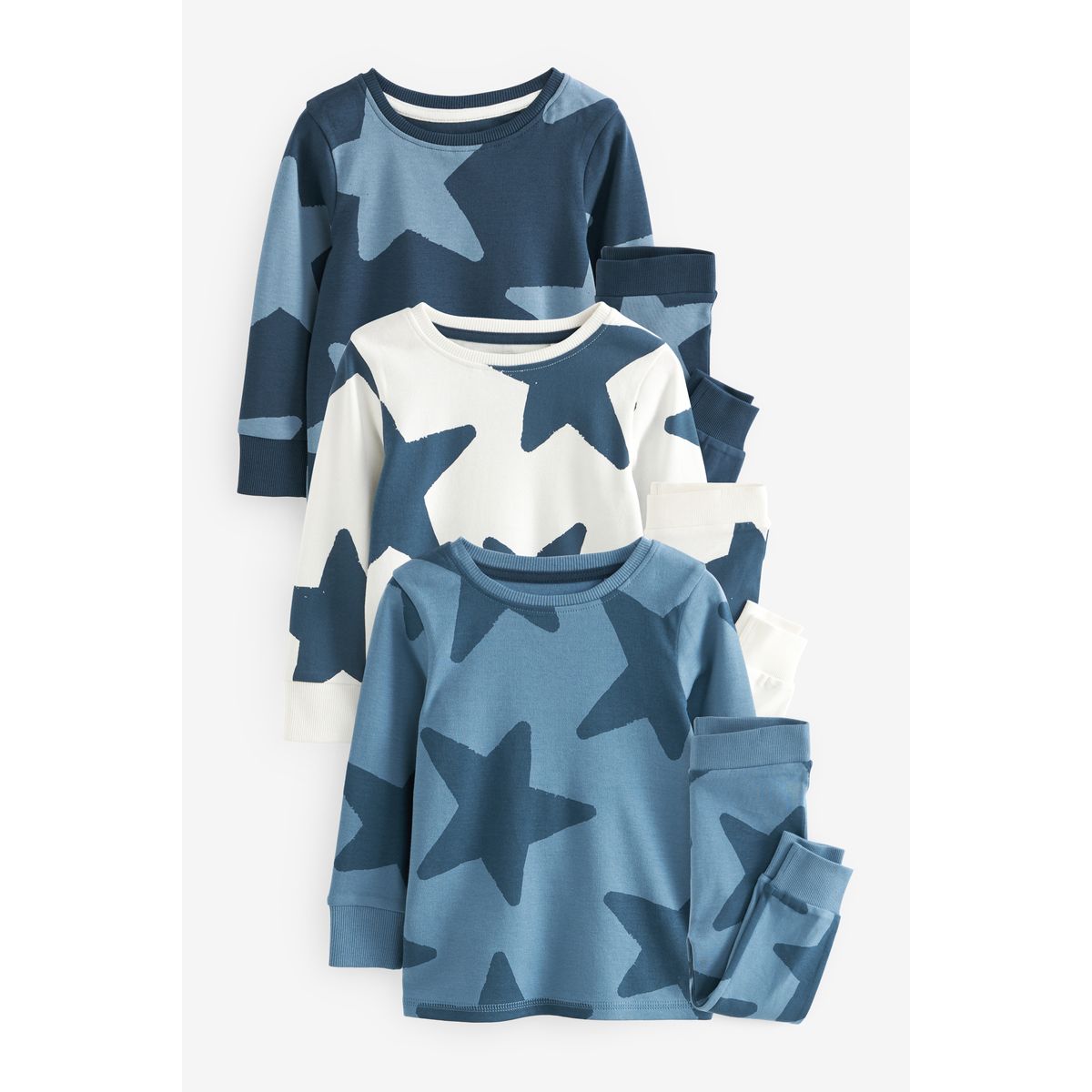 Pyjama douillet, lot de 3 bleu/bleu marine, NEXT
