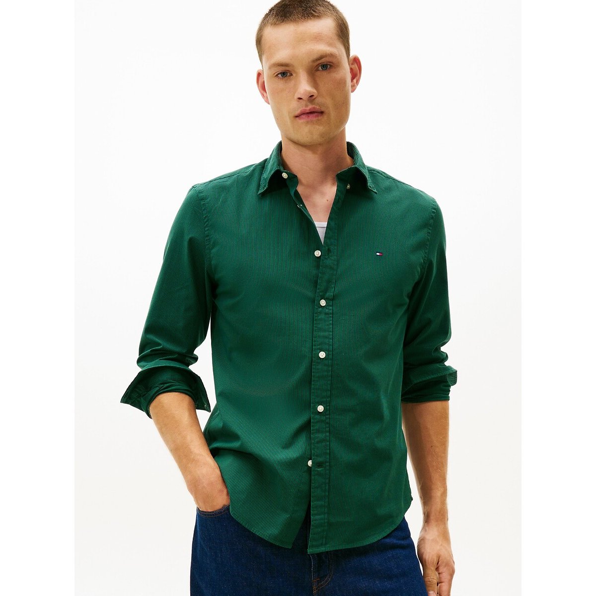 Gingham Poplin Shirt green, TOMMY HILFIGER