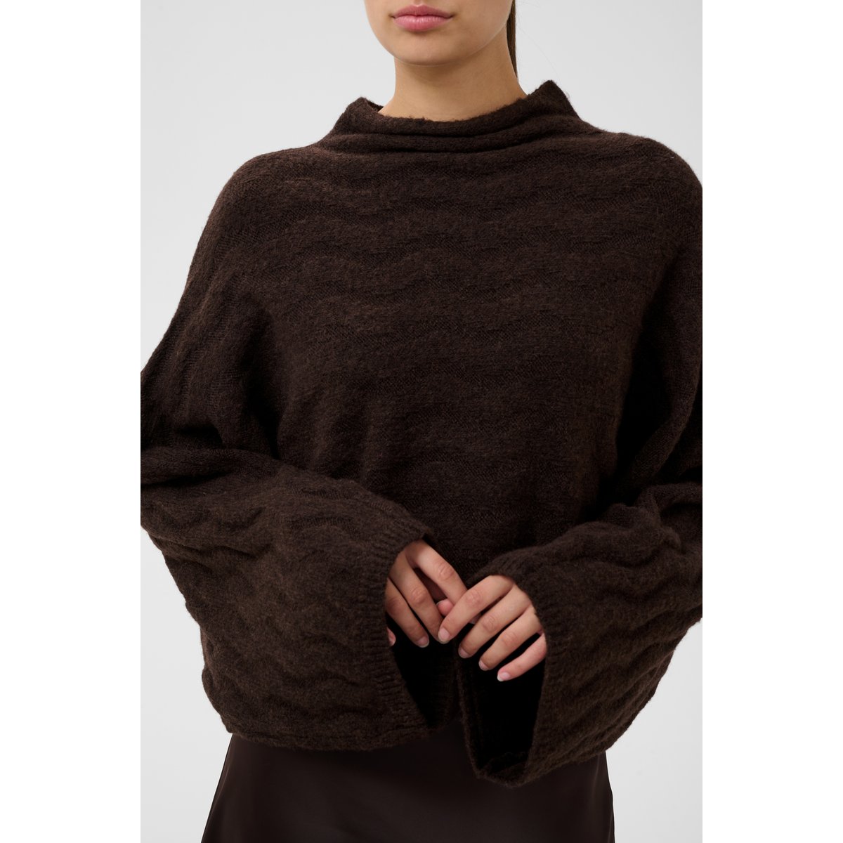 Pullover tricoté marron ganache melange, SOAKED IN LUXURY