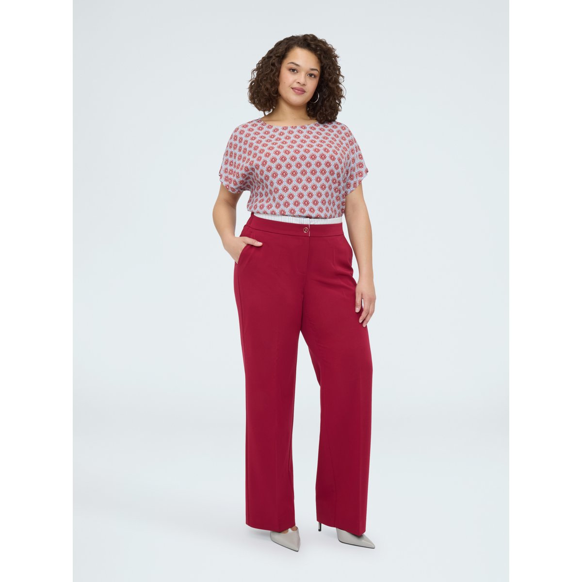 Blouse kimono à imprimé géométrique burgundy, FIORELLA RUBINO