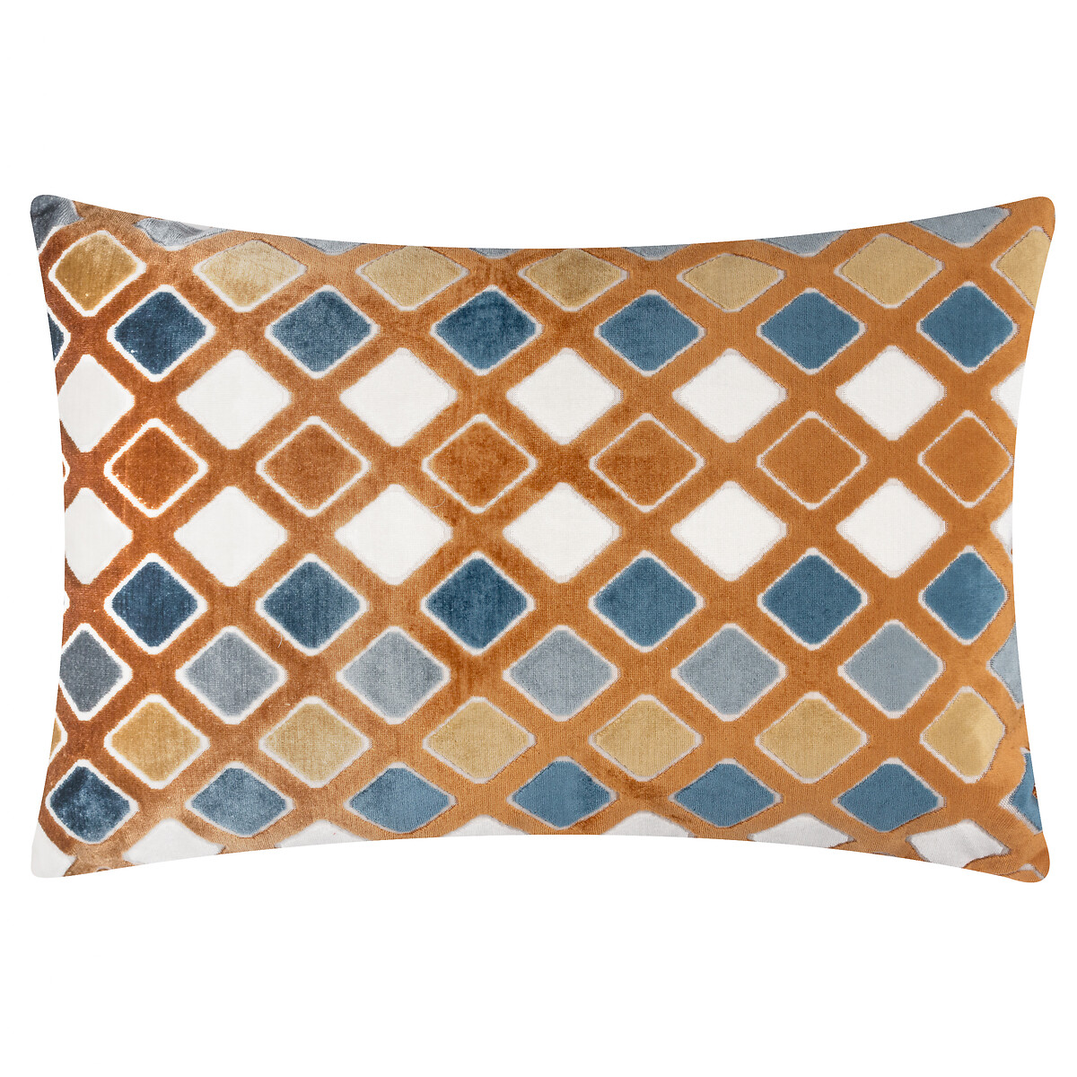 Metro Diamond Velvet Filled Cushion ginger, FURN.