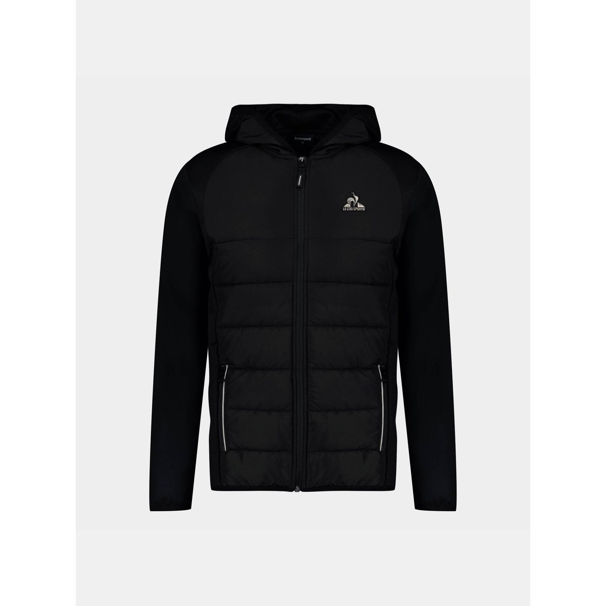 Veste zippée à capuche matelassée bi-matière Hybride black, LE COQ SPORTIF