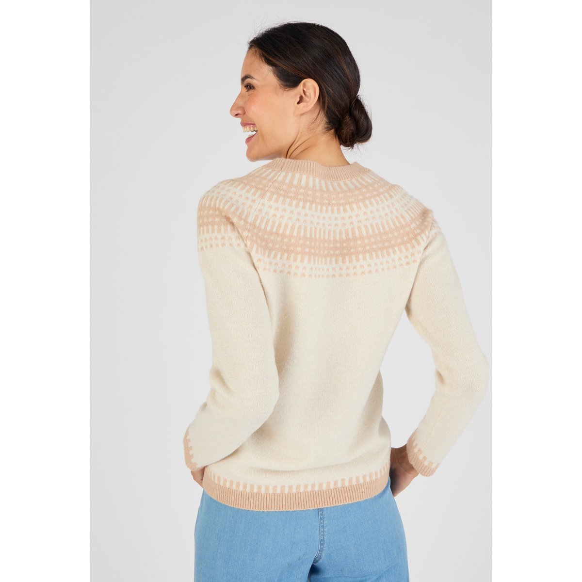 Pull jacquard et fils brillants Thermolactyl marron beige, DAMART