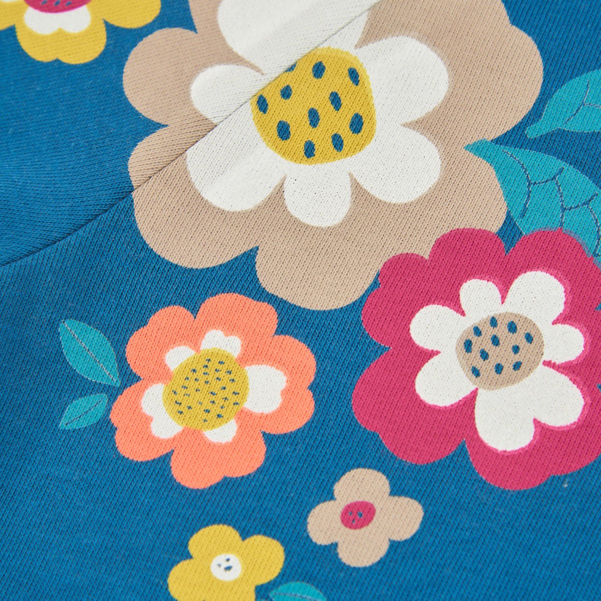 Sweat-shirt fille en molleton imprimé fleurs noir, BOBOLI