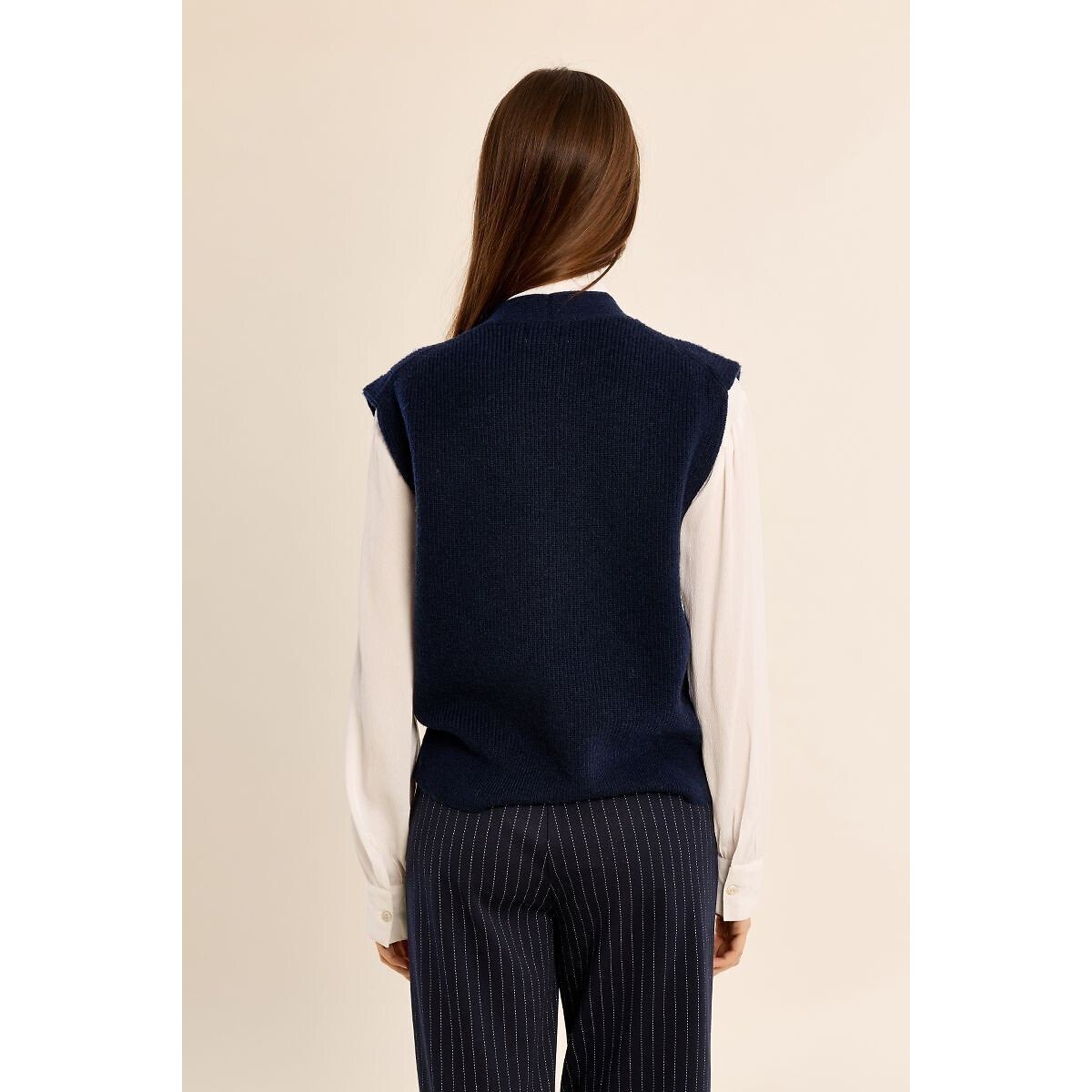 Gilet sans manches col V bleu marine, MOLLY BRACKEN