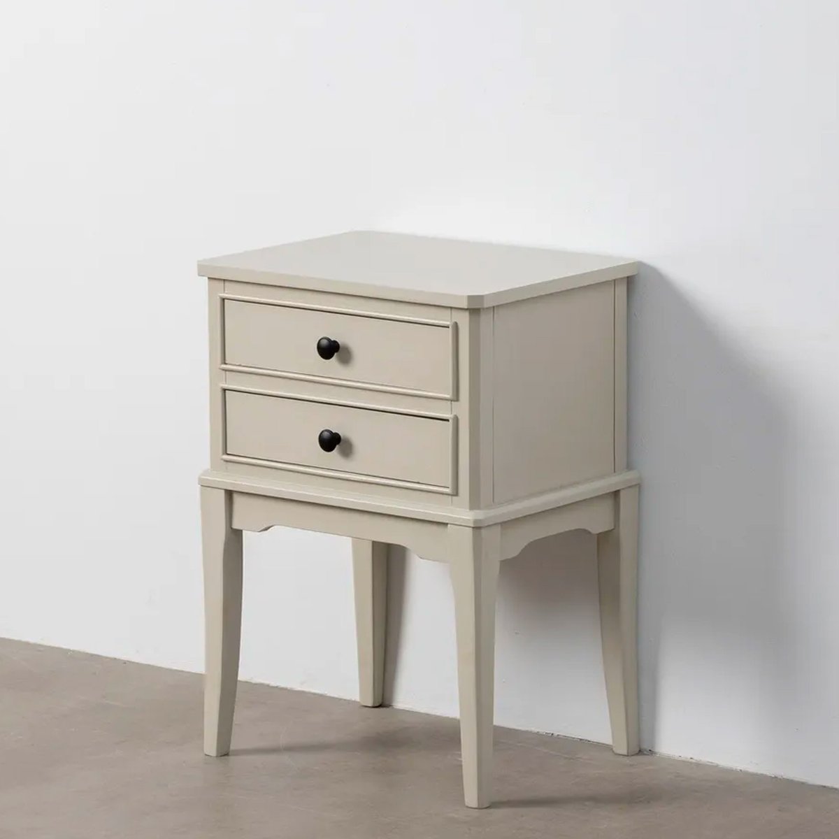 Table de chevet classique en bois gris clair 2 tiroirs 40.5x38x56cm gris, WADIGA