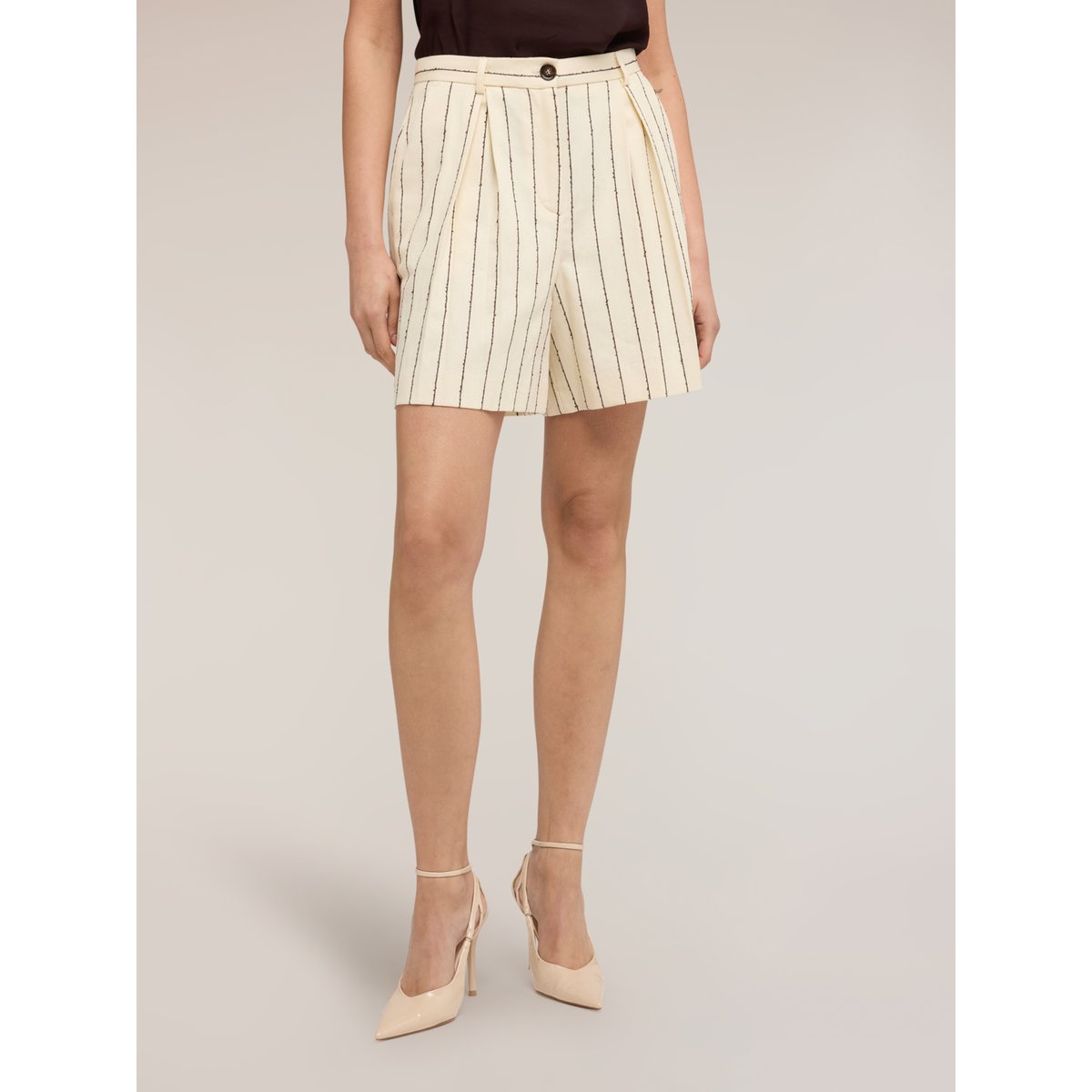 Short à rayures tennis The Tailoring Lab beige, MOTIVI