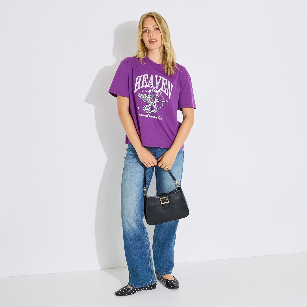 T-shirt manches courtes imprimé rose violet, GRAIN DE MALICE