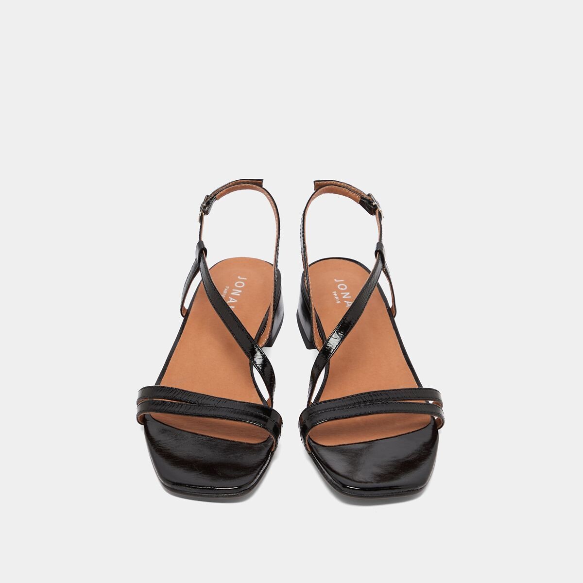 Anaya leren sandalen met lage hakken zwart, JONAK