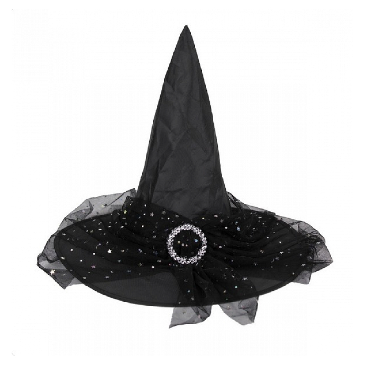 Chapeau sorciere avec broche couleur unique, PARTY PRO