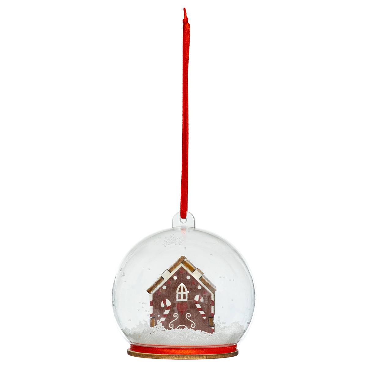 Boule de Noël maison biscuit 80mm marron, ATMOSPHERA