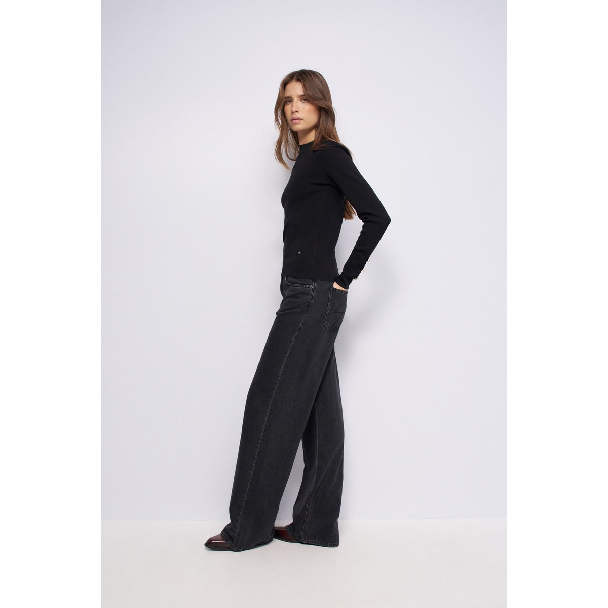 PULL EN MAILLE À COL ROULÉ noir, SALSA JEANS