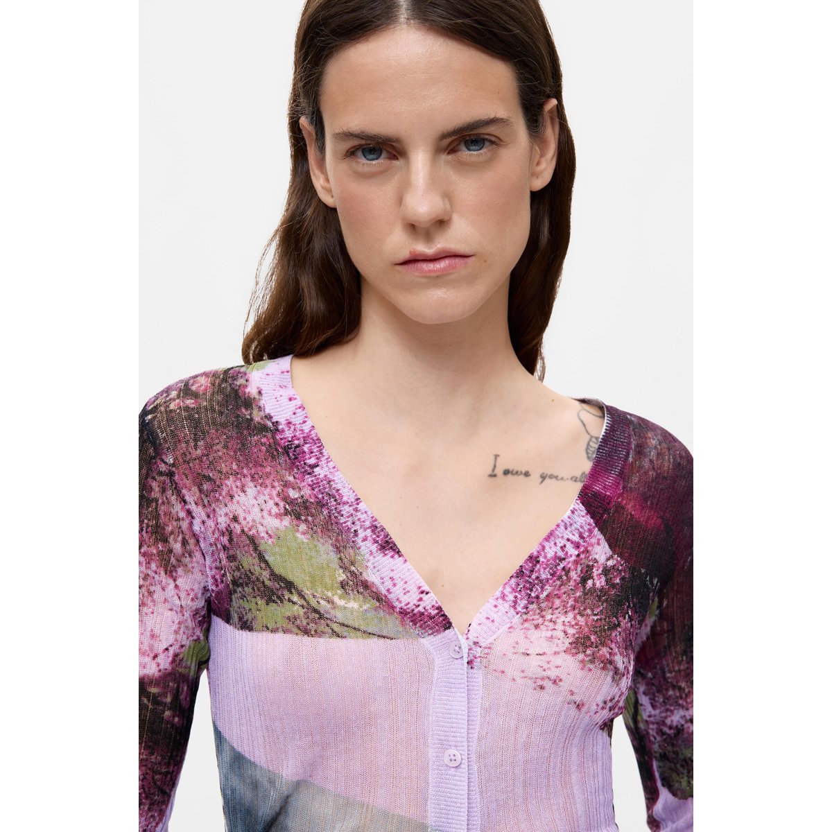 Pull à col en V imprimé rouge, DESIGUAL
