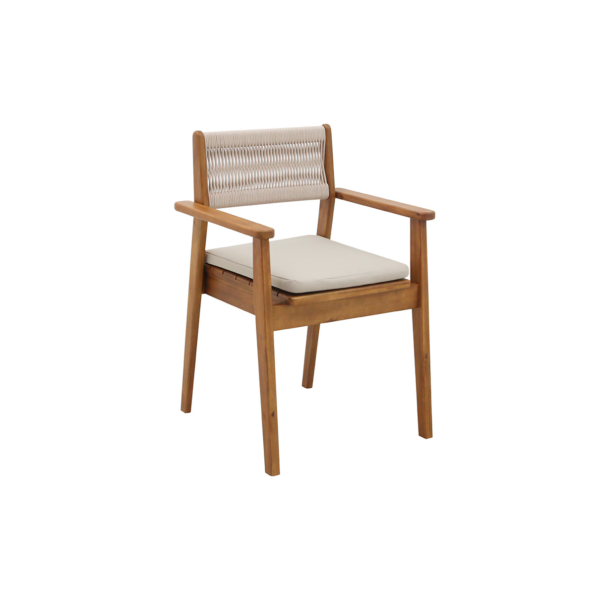 Fauteuils de jardin en bois massif et corde tressée (lot de 2) ZEPHYR taupe, MILIBOO