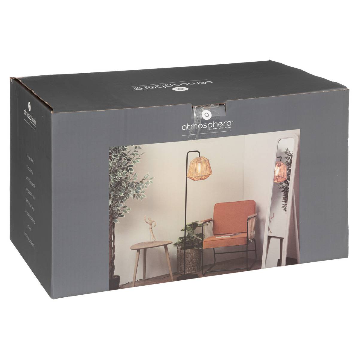 Lampadaire corde tressée JILY beige, ATMOSPHERA