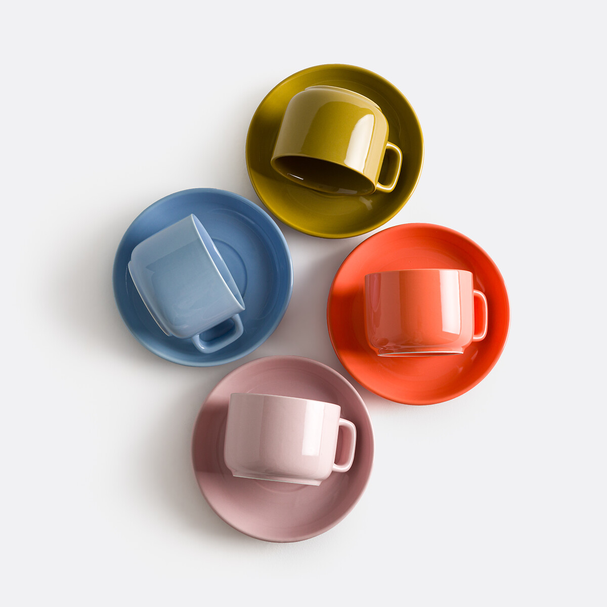 Juego de 4 tazas y platillos de gres esmaltado, VETORI multicolor, LA REDOUTE INTERIEURS