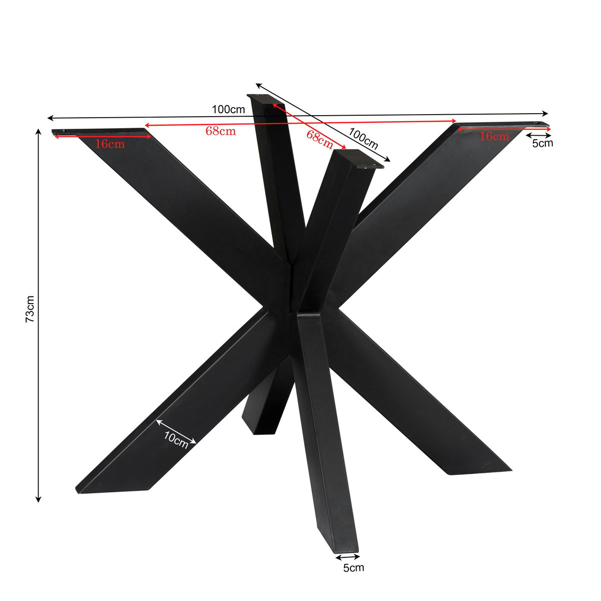 Pied de table mikado en métal pour table ronde ou carrée RALF noir, PIER IMPORT