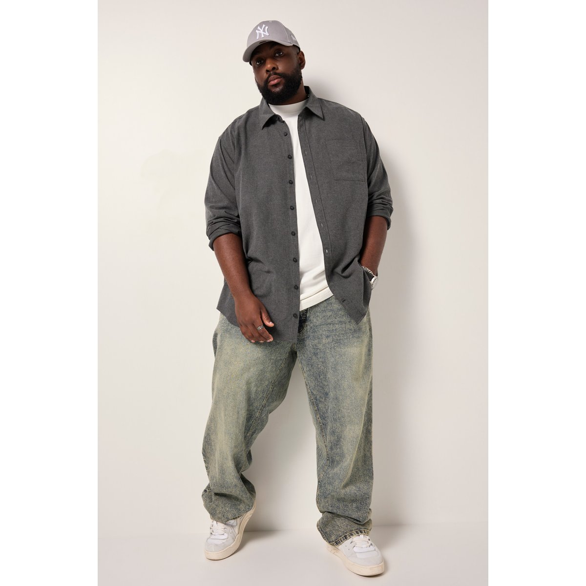 Chemise en flanelle, manches longues noir, STHUGE