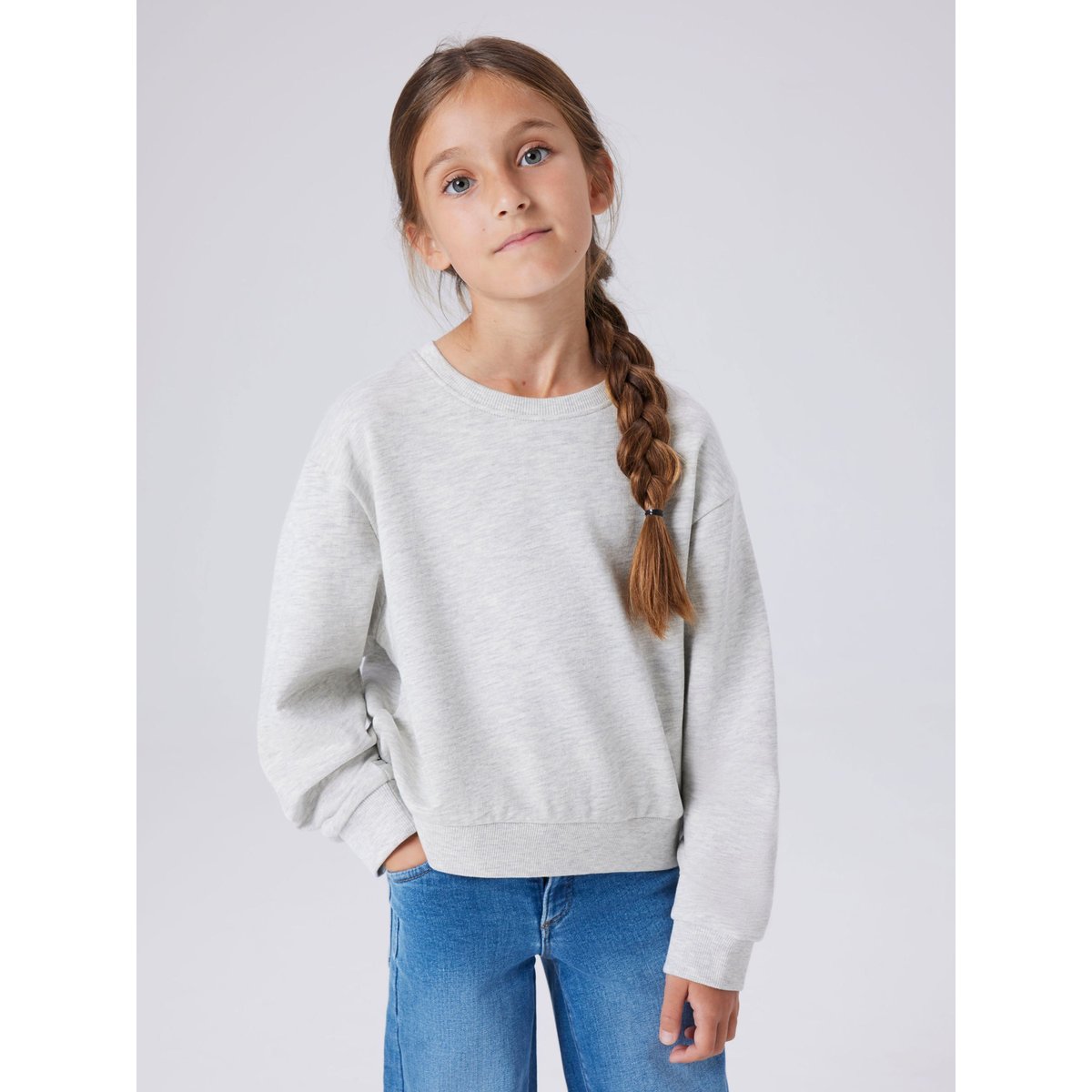 Sweat-Shirt gris - light grey melange, NAME IT