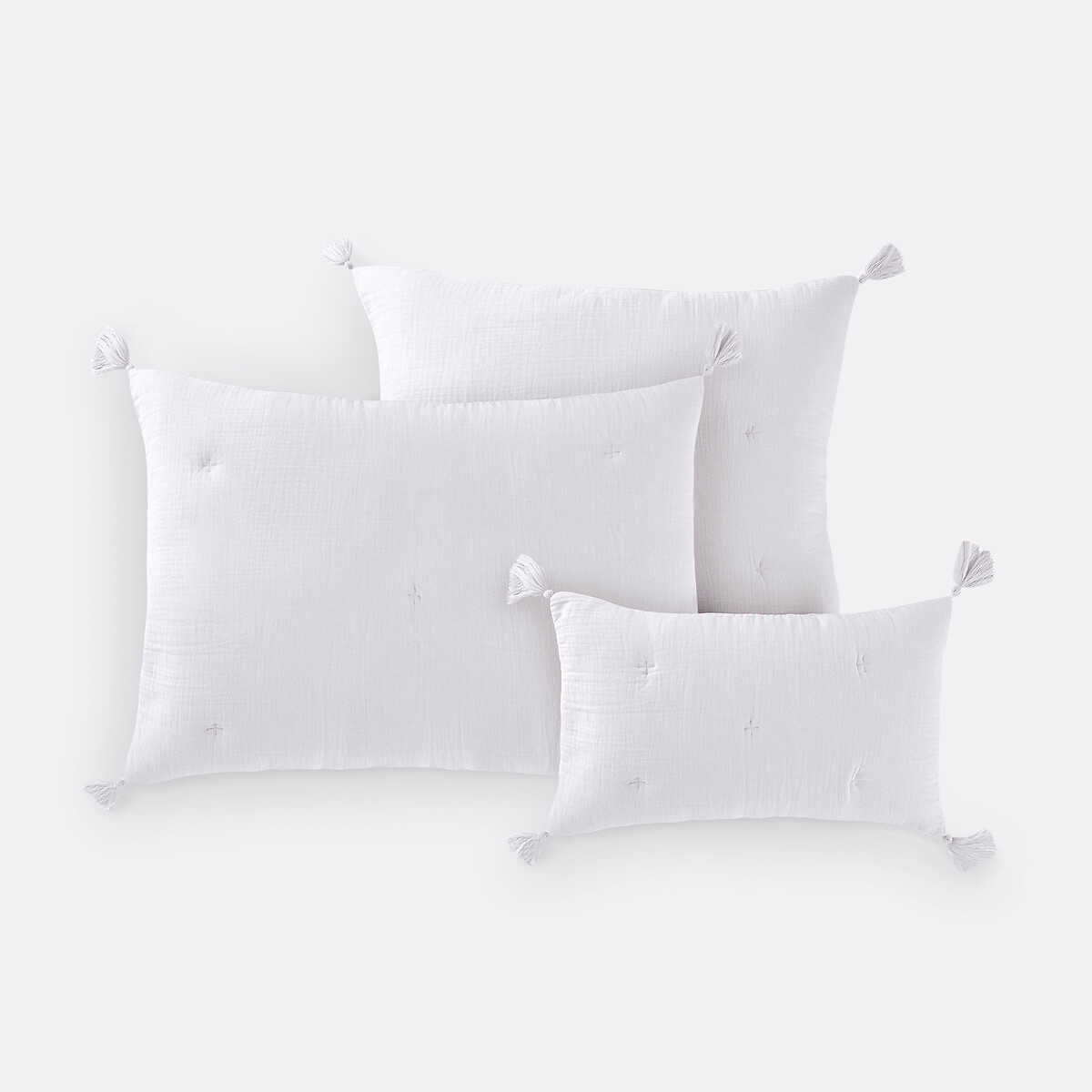 Housse de coussin matelassée gaze de coton, Kumla blanc, LA REDOUTE INTERIEURS