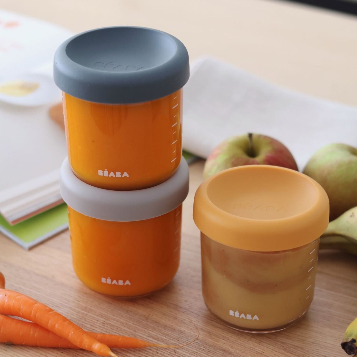 Lot de 2 portions repas en verre 250 ml vert sauge/gazelle, BEABA