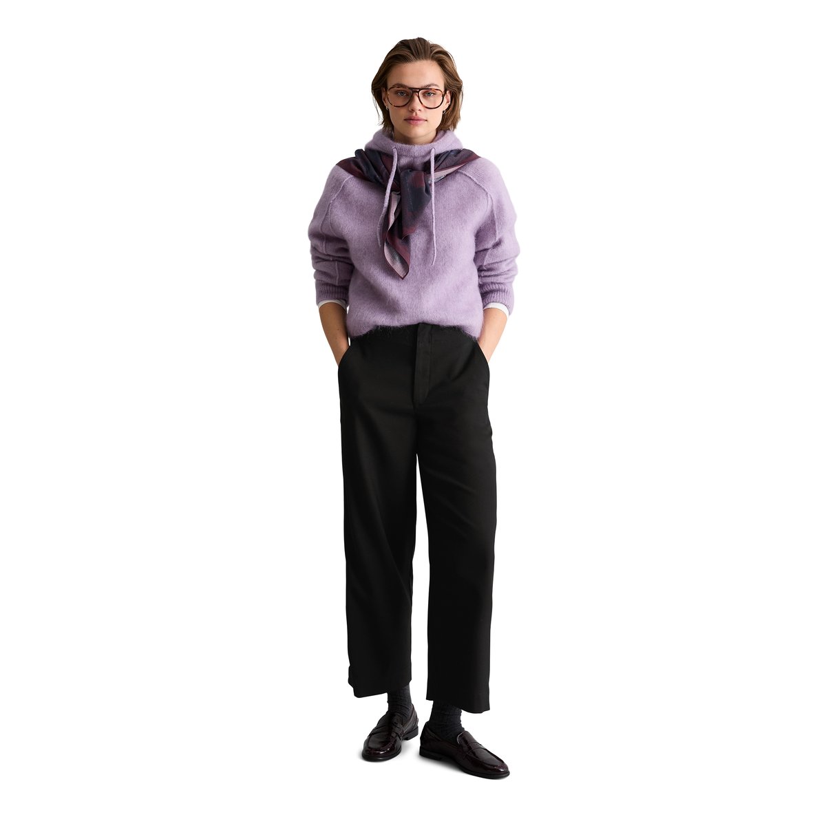 Pantalon ample en polyester recyclé, viscose et élasthanne noir, MARC O’POLO DENIM