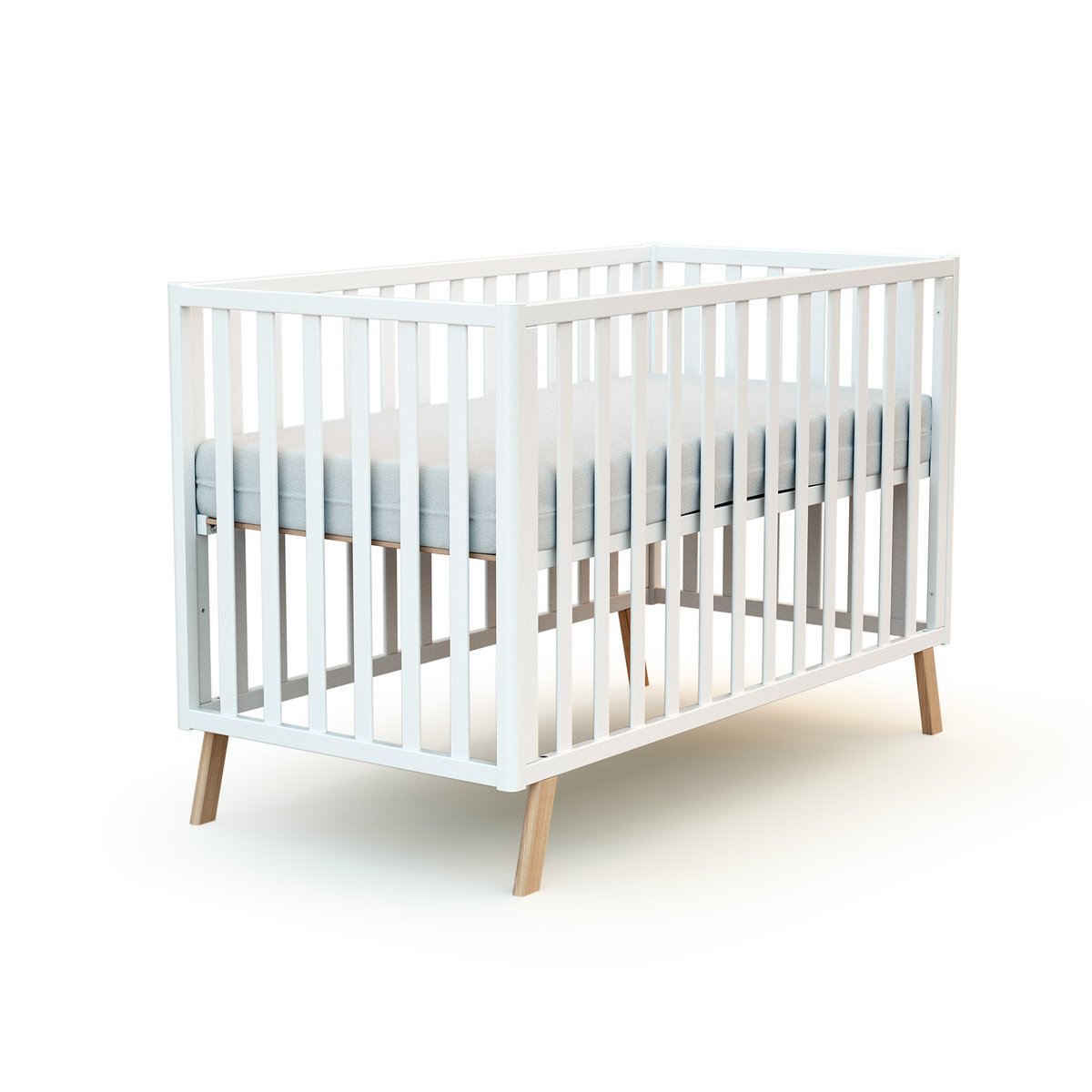 Lit bébé évolutif en bois KASA blanc, AT4