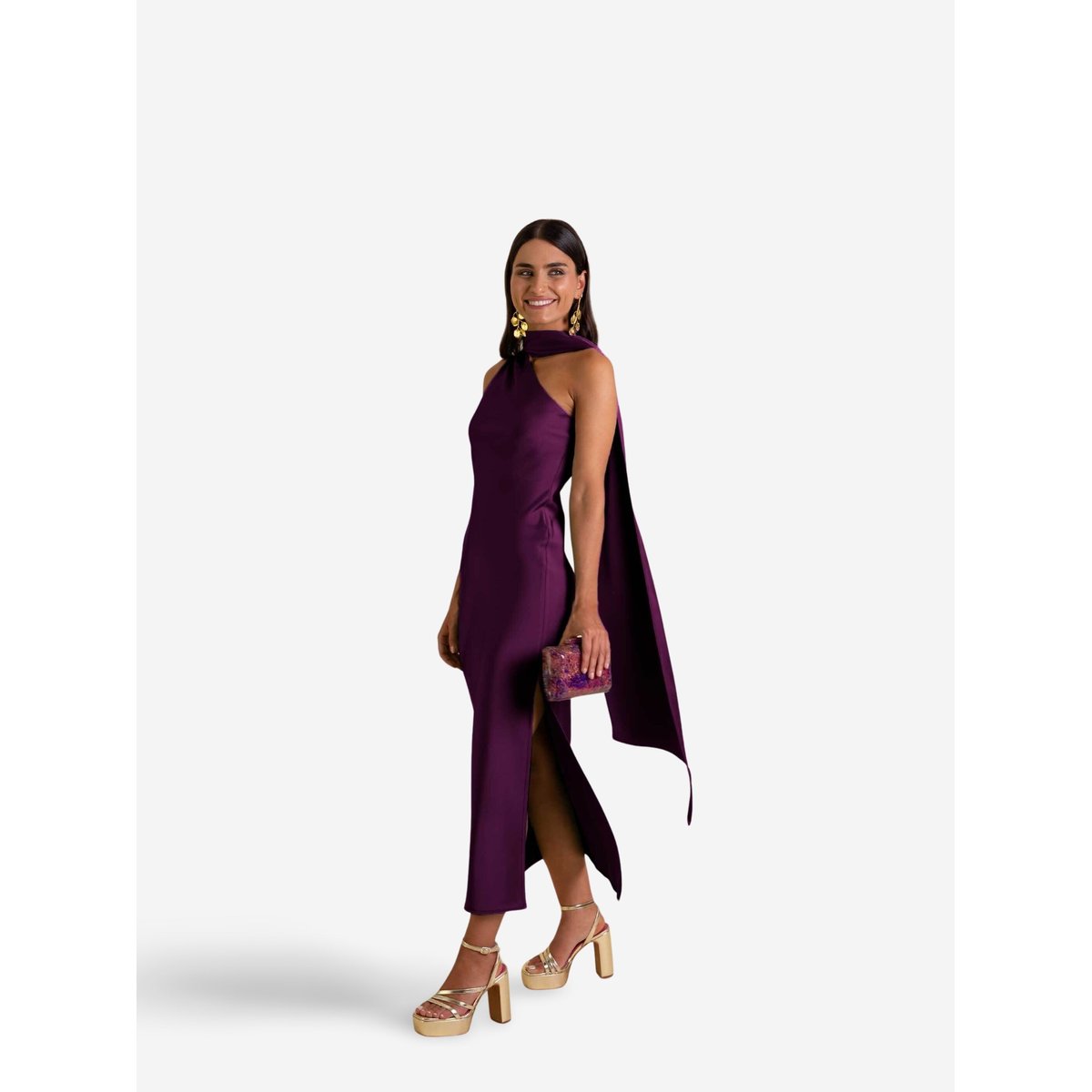 Robe midi asymétrique avec laçage MRS ABRIL violet, THE-ARE