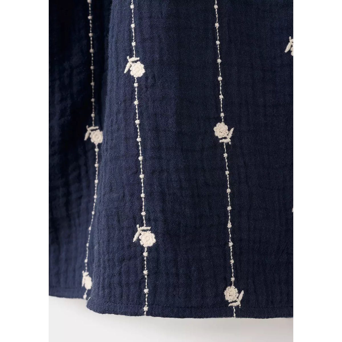 Robe en coton broderie à fleurs bleu marine, MANGO BABY